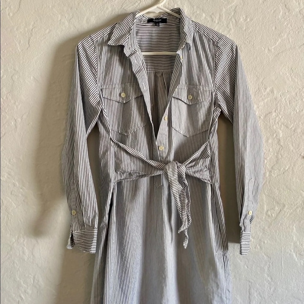 Madewell Navy Stripe Button Down Dress